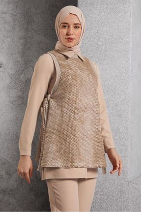 ست بالاتنه و پائین تنه حجاب بژ زنانه رگولار Alvina - کد 893534052