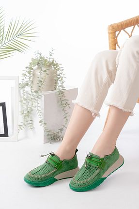 کفش پیاده روی سبز زنانه چرم مصنوعی Egepass - کد 924578644