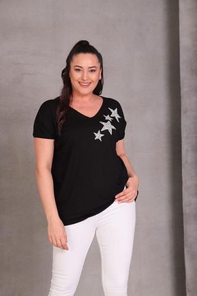 بلوز سایز بزرگ مشکی زنانه رگولار Esina - کد 924139076