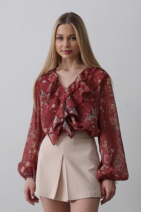 پیراهن زرشکی زنانه رگولار Le Savu - کد 924136879