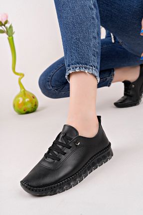 کفش کژوال مشکی زنانه چرم خالص STOKS SHOES STORE - کد 924153607