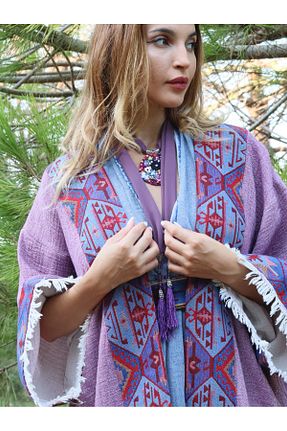 کیمونو و کافتان بنفش زنانه بافتنی Su Koleksiyon - کد 924151821