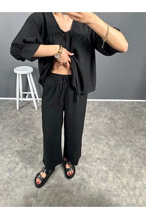 ست بالاتنه و پائین تنه مشکی زنانه بافتنی butik derin - کد 924152725