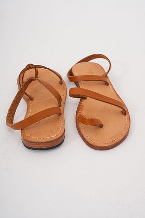 صندل نارنجی زنانه پاشنه تخت DaphneSandals - کد 924147136
