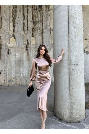 لباس قهوه ای زنانه ساتن Sindimoda - کد 924169291