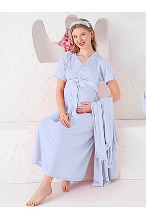 لباس شب بارداری آبی زنانه ساده JENİKA - کد 924177666
