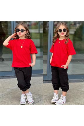 ست بالاتنه و پائین تنه قرمز بچه گانه بافت JOYBOY KİDS - کد 925281579