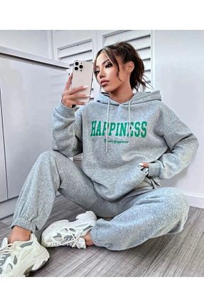 ست بالاتنه و پائین تنه طوسی زنانه بافت VBSVİBES - کد 761441460