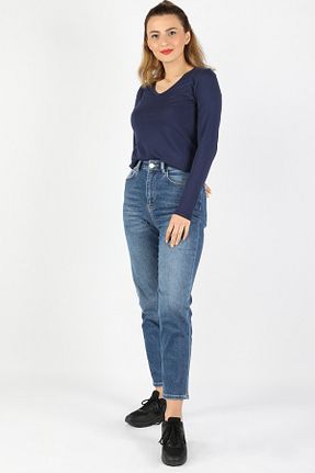 شلوار جین سرمه ای زنانه رگولار BALİNS - کد 376193182