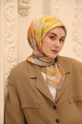 روسری قهوه ای پنبه ای Silk Home - کد 924204383
