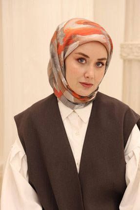 روسری طوسی پنبه ای Silk Home - کد 924204922