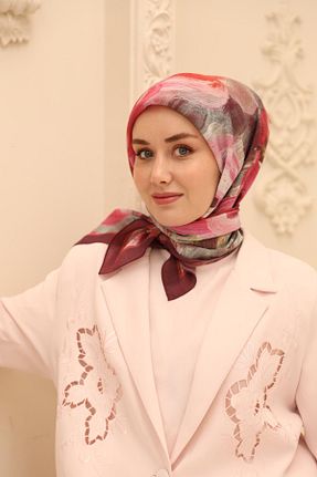 روسری زرشکی پنبه ای Silk Home - کد 924204820