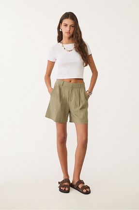 شلوارک و برمودا خاکی زنانه فاق بلند Stradivarius - کد 924208653