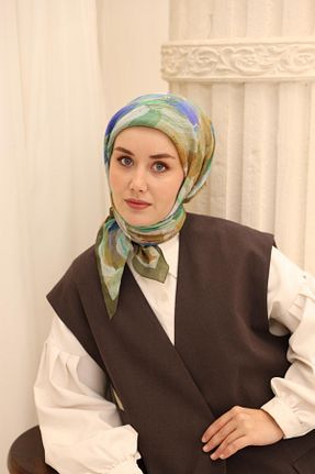 روسری خاکی پنبه ای Silk Home - کد 924204203