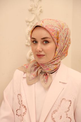 روسری بژ پنبه ای Silk Home - کد 924204935