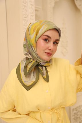 روسری خاکی پنبه ای Silk Home - کد 924204314
