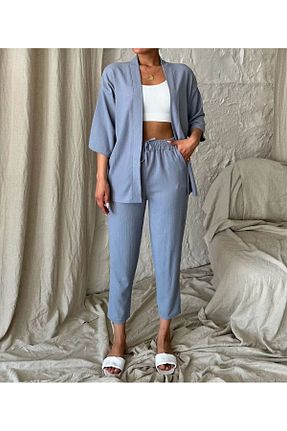 ست بالاتنه و پائین تنه طوسی زنانه بافتنی FERMNE FASHİON - کد 924211555