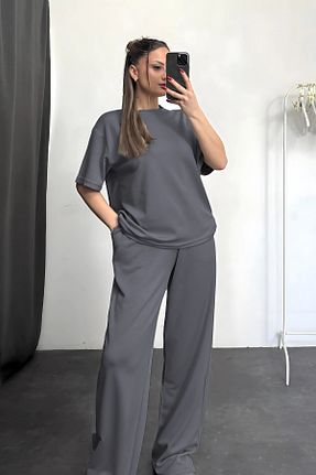 ست بالاتنه و پائین تنه طوسی زنانه بافت OKULCUBABA - کد 924797760