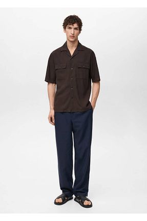 پیراهن قهوه ای مردانه رگولار MANGO Man - کد 924225735