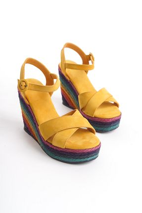 صندل زرد زنانه پاشنه پر Elile Shoes - کد 924240281