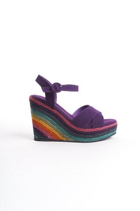 صندل بنفش زنانه پاشنه پر Elile Shoes - کد 924240902