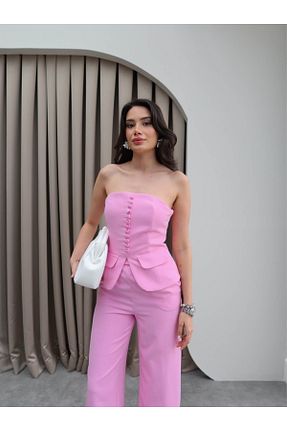ست بالاتنه و پائین تنه صورتی زنانه بافتنی ESRAHELVACI - کد 924228781