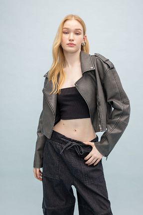 کاپشن طوسی زنانه رگولار Defacto - کد 815701003
