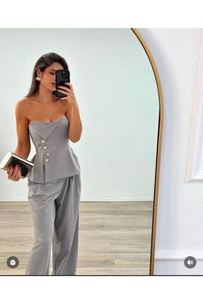 ست بالاتنه و پائین تنه طوسی زنانه بافتنی FRİYA - کد 924262582