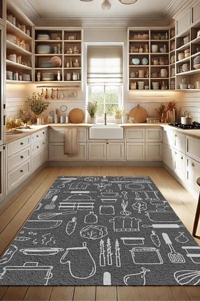 فرش آشپزخانه طوسی پلی استر The Reef Design - کد 903853143