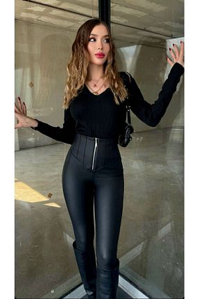 ساق شلواری مشکی زنانه چرم مصنوعی modaserdem - کد 859491028