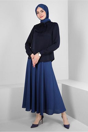 بلوز حجاب سرمه ای زنانه رگولار Alvina - کد 805631146
