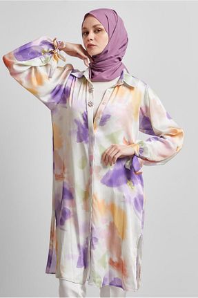 تونیک حجاب بنفش زنانه %100 پنبه Alvina - کد 924281332