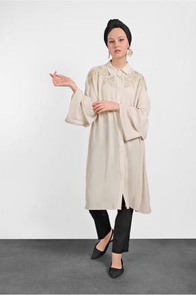 تونیک حجاب بژ زنانه پلی استر Alvina - کد 874939307