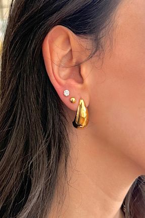 گوشواره جواهر طلائی زیرکن DEMOKAN - کد 869825527