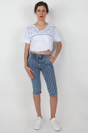 شلوارک و برمودا آبی زنانه اسلیم فیت BALİNS - کد 43385317