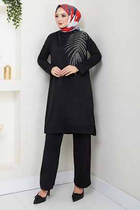 ست بالاتنه و پائین تنه مشکی زنانه بافتنی ModaMerve - کد 924747507