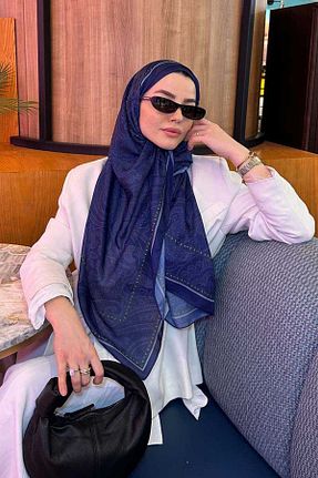 شال سرمه ای زنانه پنبه ای Madame Polo - کد 924316736