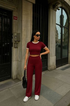 ست بالاتنه و پائین تنه زرشکی زنانه بافتنی Siner Fashion - کد 924310640