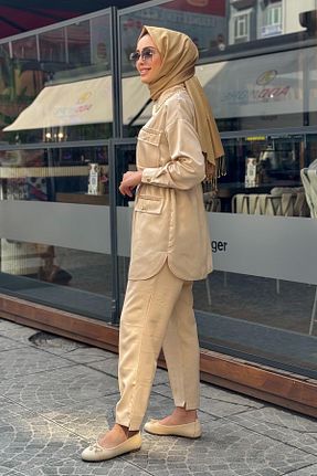 کلاه و ابایا بژ زنانه پنبه پلی استر Moodbasic - کد 924329810