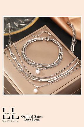 ست استیل طوسی زنانه استیل ضد زنگ Luxe Loom Zarafetin Işıltısı - کد 924319214