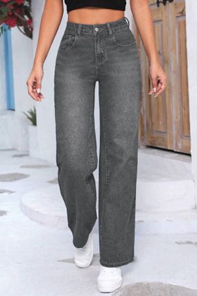 شلوار سایز بزرگ طوسی زنانه پنبه ای CEDY DENIM - کد 228008730