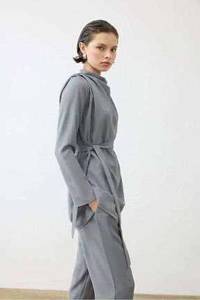 ست بالاتنه و پائین تنه حجاب طوسی زنانه رگولار TERZİ DÜKKANI - کد 104928092