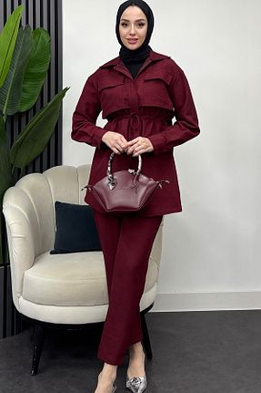 ست بالاتنه و پائین تنه زرشکی زنانه بافتنی Tesettür Diyarı - کد 924335734