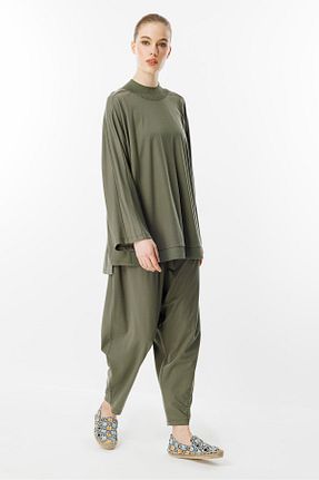 ست بالاتنه و پائین تنه حجاب خاکی زنانه بافتنی Ghisa - کد 905756727