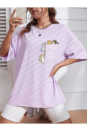 تیشرت بنفش زنانه اورسایز Hunors Sportswear & Company - کد 903926556