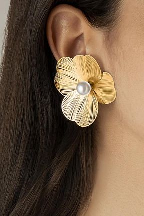 گوشواره جواهر طلائی مروارید New Obsessions - کد 847775400