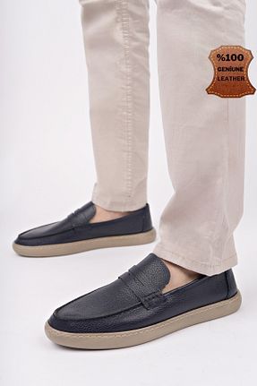کفش کژوال سرمه ای مردانه چرم خالص Muggo - کد 905262375