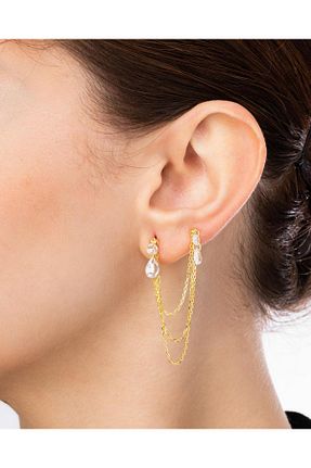 گوشواره نقره طلائی زنانه 925 عیار MEKS PRIVE - کد 924356745