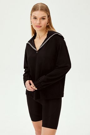 سوئیشرت مشکی زنانه ساده Allyco - کد 923664844
