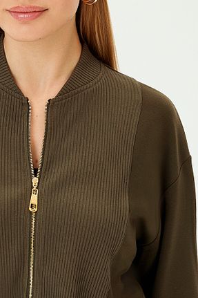 سوئیشرت خاکی زنانه ساده Allyco - کد 923554864